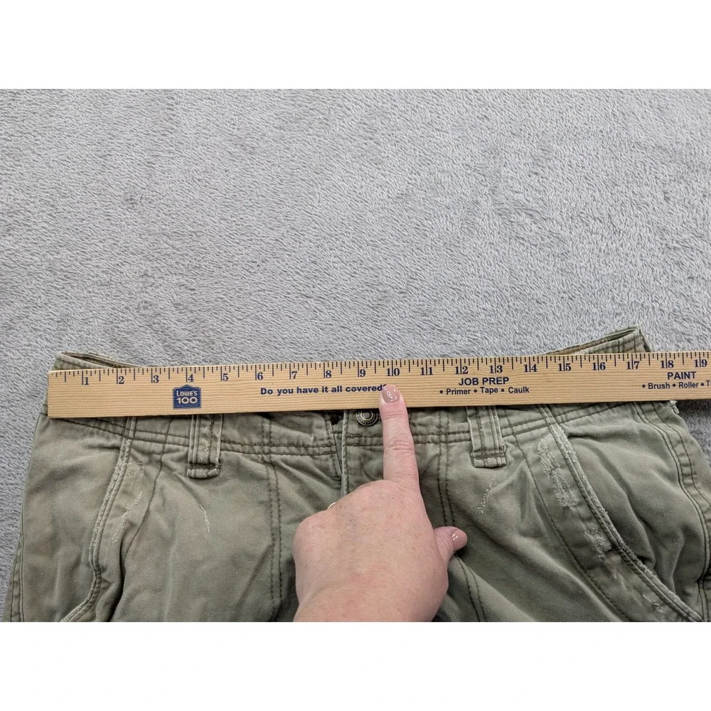 Hollister Mens Cargo Shorts Size 33 Olive Green Distressed Cotton Utility 1922